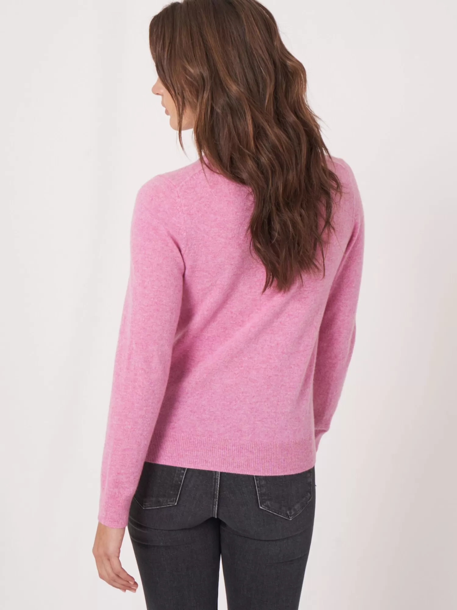 REPEAT cashmere Organisches Kaschmir>Basic Strickjacke Mit Rundhalsausschnitt Aus Bio-Kaschmir Blossom