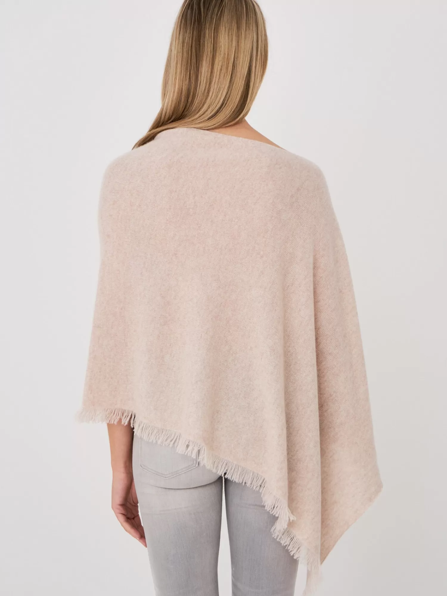 REPEAT cashmere Organisches Kaschmir>Fein Gestrickter Poncho Mit Fransen Aus Bio-Kaschmir Beige